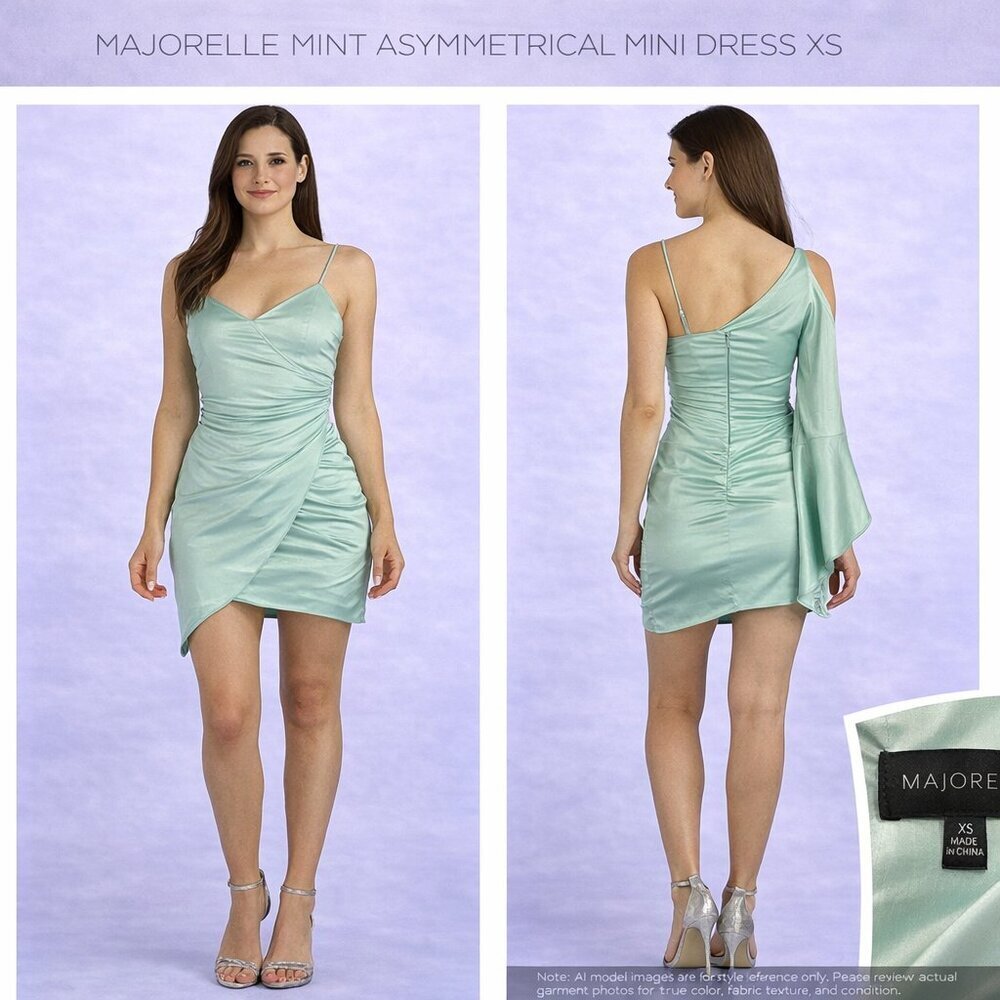 MAJORELLE Mint Asymmetrical Mini Dress XS